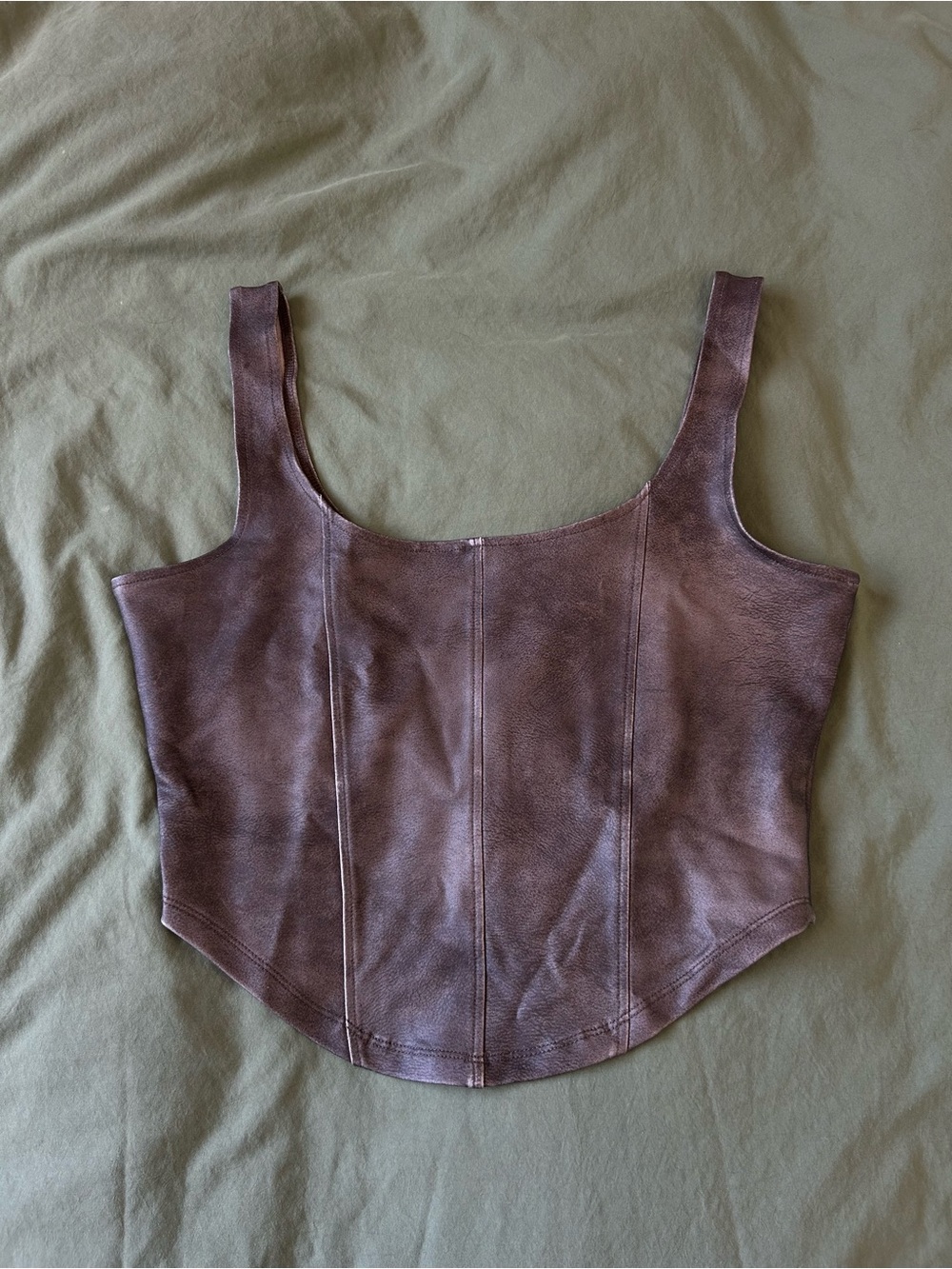 H&M Divided Brown Faux Suede Fitted Tank Top |Size M